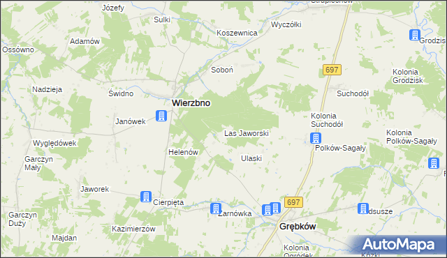 mapa Las Jaworski, Las Jaworski na mapie Targeo