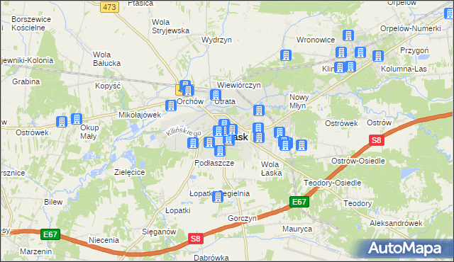 mapa Łask, Łask na mapie Targeo