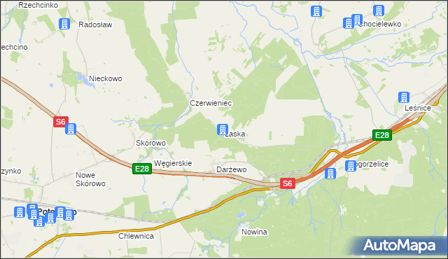 mapa Laska gmina Nowa Wieś Lęborska, Laska gmina Nowa Wieś Lęborska na mapie Targeo