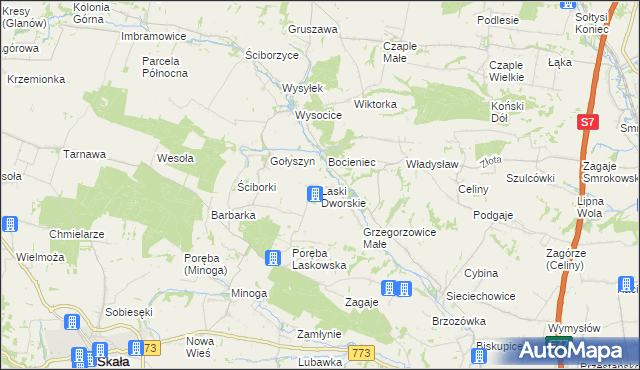 mapa Laski Dworskie, Laski Dworskie na mapie Targeo