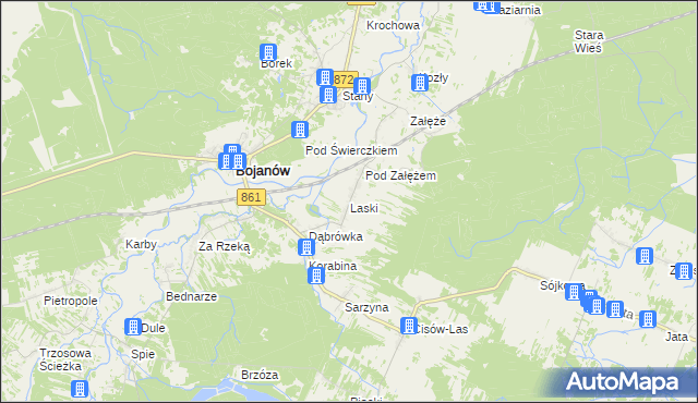 mapa Laski gmina Bojanów, Laski gmina Bojanów na mapie Targeo