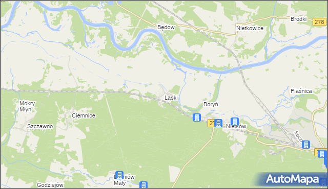 mapa Laski gmina Czerwieńsk, Laski gmina Czerwieńsk na mapie Targeo