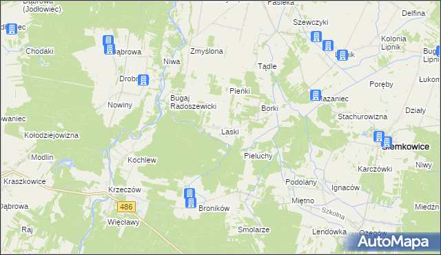 mapa Laski gmina Siemkowice, Laski gmina Siemkowice na mapie Targeo