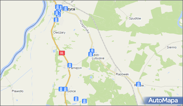 mapa Laski Lubuskie, Laski Lubuskie na mapie Targeo