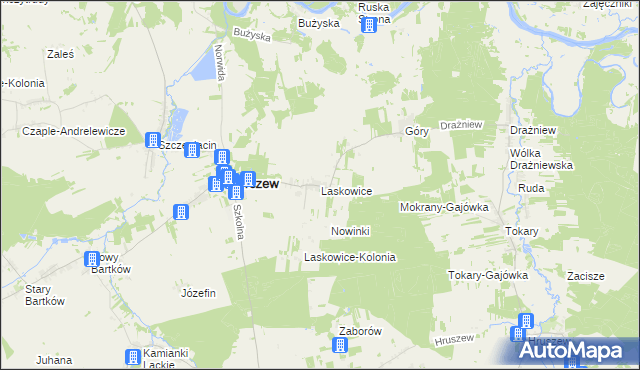mapa Laskowice gmina Korczew, Laskowice gmina Korczew na mapie Targeo
