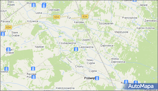 mapa Laskowizna gmina Poświętne, Laskowizna gmina Poświętne na mapie Targeo