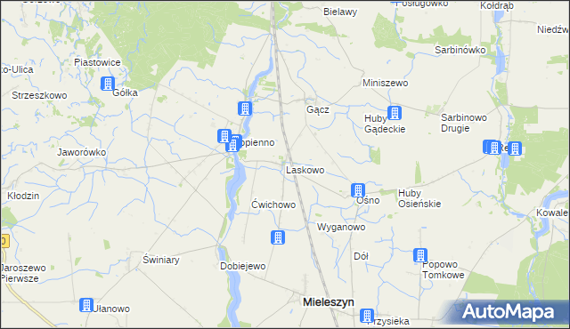 mapa Laskowo gmina Janowiec Wielkopolski, Laskowo gmina Janowiec Wielkopolski na mapie Targeo