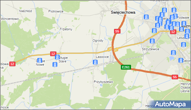 mapa Lasocice gmina Święciechowa, Lasocice gmina Święciechowa na mapie Targeo