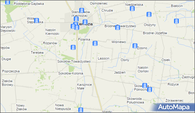 mapa Lasocin gmina Kiernozia, Lasocin gmina Kiernozia na mapie Targeo