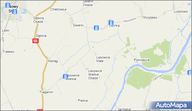mapa Lasowice Małe gmina Malbork, Lasowice Małe gmina Malbork na mapie Targeo