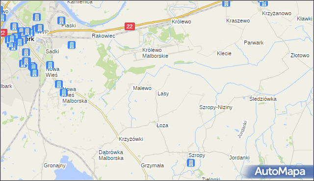 mapa Lasy gmina Stary Targ, Lasy gmina Stary Targ na mapie Targeo
