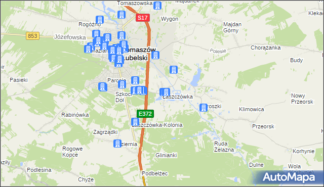 mapa Łaszczówka, Łaszczówka na mapie Targeo