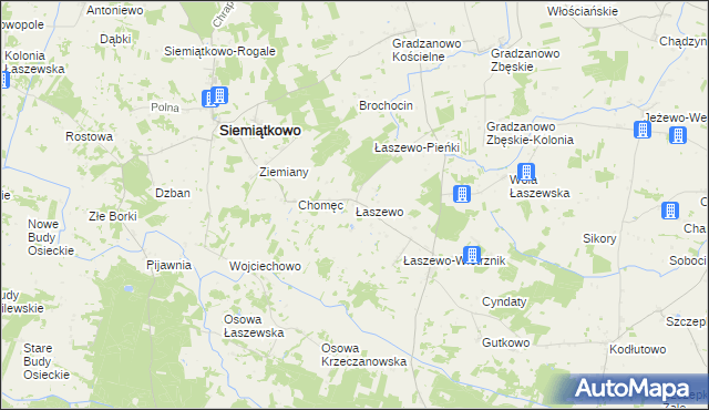 mapa Łaszewo gmina Siemiątkowo, Łaszewo gmina Siemiątkowo na mapie Targeo