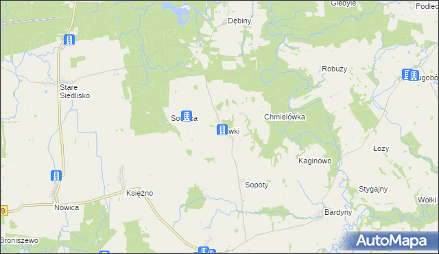 mapa Ławki gmina Wilczęta, Ławki gmina Wilczęta na mapie Targeo