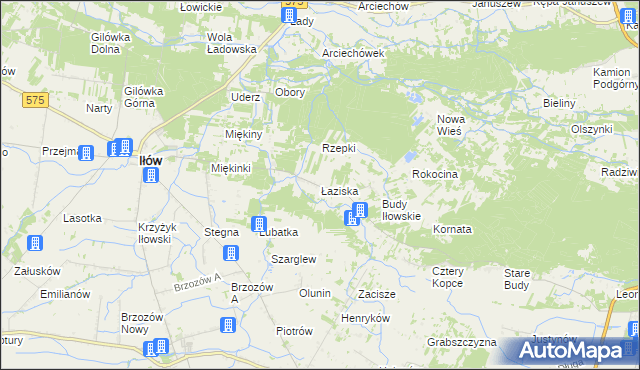 mapa Łaziska gmina Iłów, Łaziska gmina Iłów na mapie Targeo
