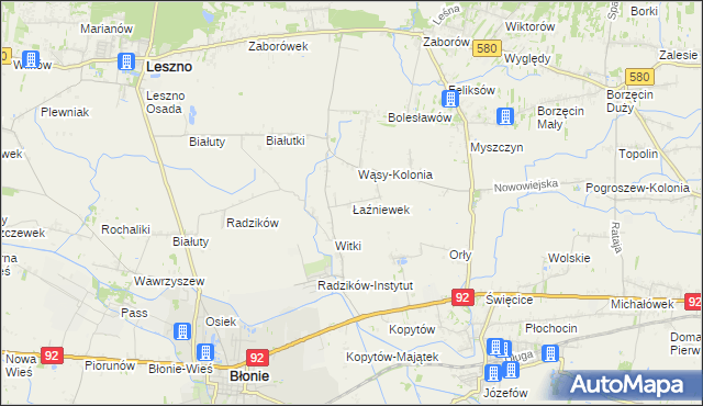 mapa Łaźniewek, Łaźniewek na mapie Targeo