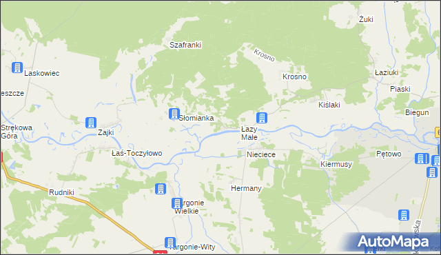 mapa Łazy Duże gmina Tykocin, Łazy Duże gmina Tykocin na mapie Targeo