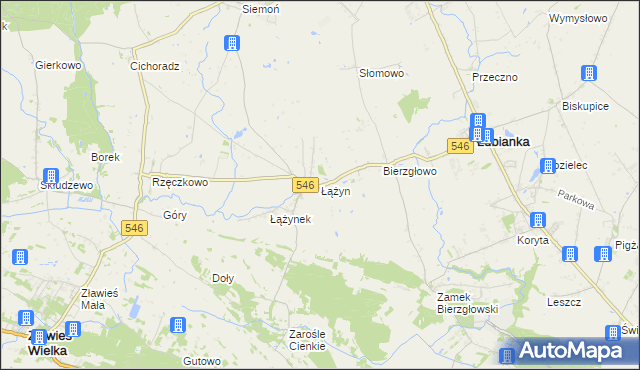 mapa Łążyn gmina Zławieś Wielka, Łążyn gmina Zławieś Wielka na mapie Targeo