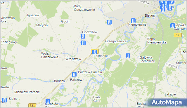 mapa Lechanice, Lechanice na mapie Targeo