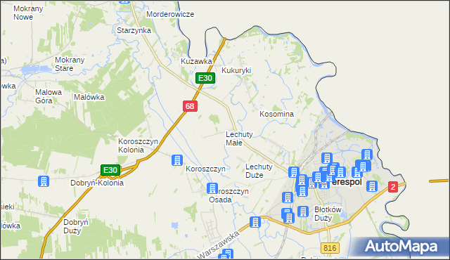mapa Lechuty Małe, Lechuty Małe na mapie Targeo