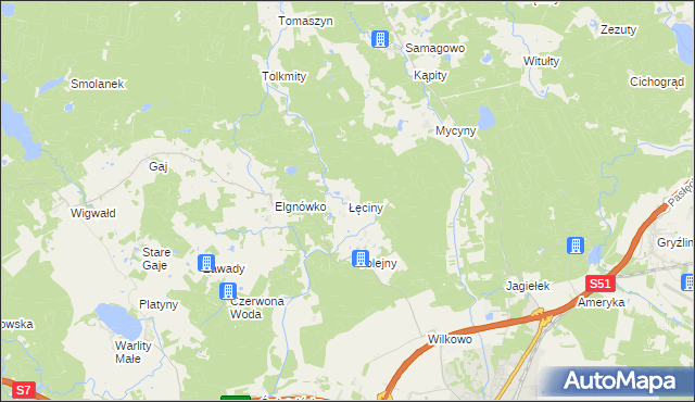 mapa Łęciny, Łęciny na mapie Targeo