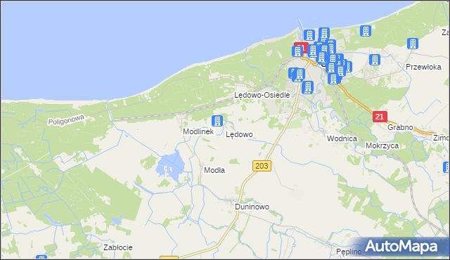 mapa Lędowo gmina Ustka, Lędowo gmina Ustka na mapie Targeo