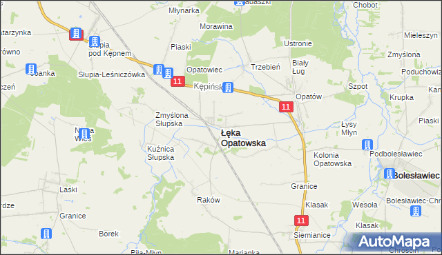 mapa Łęka Opatowska, Łęka Opatowska na mapie Targeo