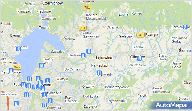 mapa Łękawica powiat żywiecki, Łękawica powiat żywiecki na mapie Targeo