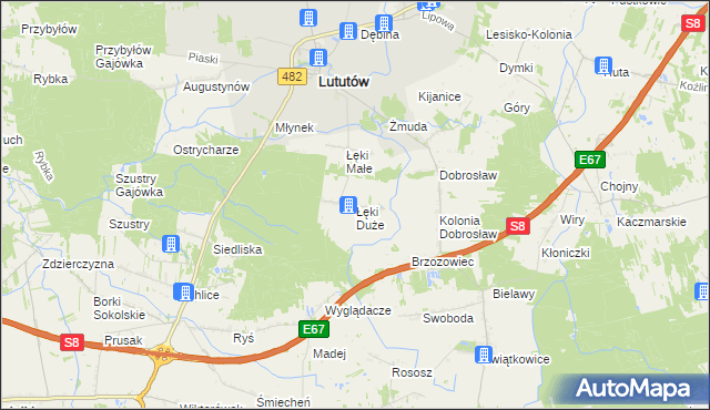 mapa Łęki Duże, Łęki Duże na mapie Targeo
