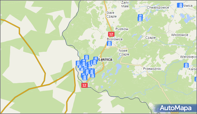 mapa Łęknica powiat żarski, Łęknica powiat żarski na mapie Targeo