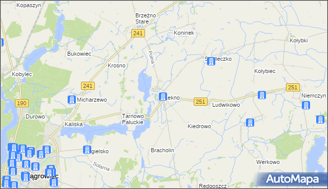 mapa Łekno gmina Wągrowiec, Łekno gmina Wągrowiec na mapie Targeo