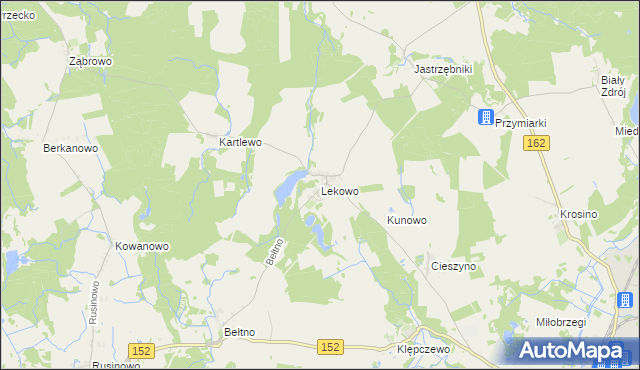 mapa Lekowo gmina Świdwin, Lekowo gmina Świdwin na mapie Targeo