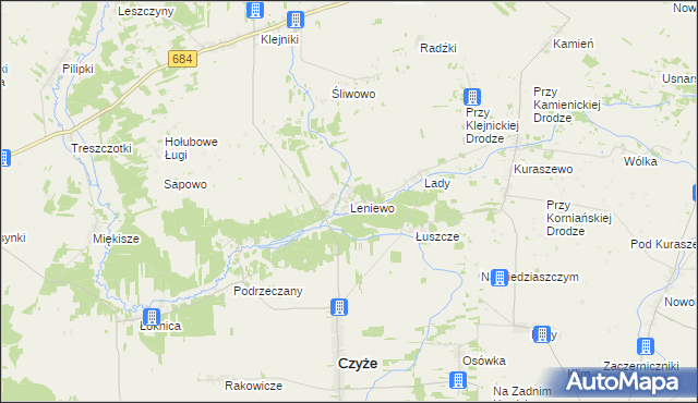 mapa Leniewo, Leniewo na mapie Targeo