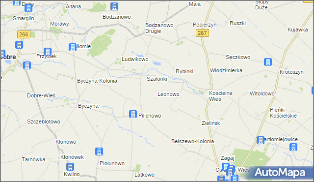 mapa Leonowo gmina Osięciny, Leonowo gmina Osięciny na mapie Targeo