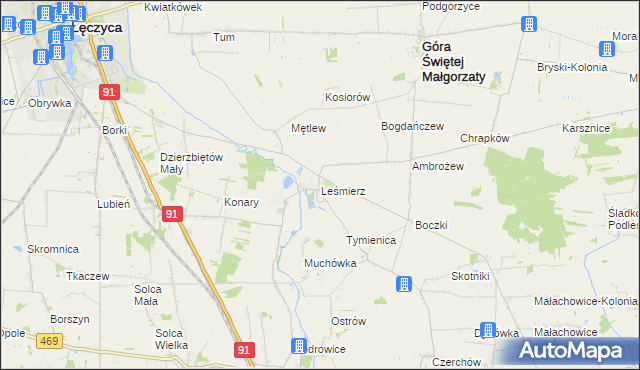 mapa Leśmierz, Leśmierz na mapie Targeo