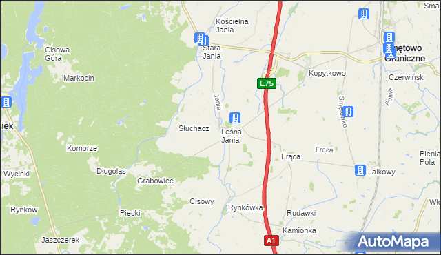mapa Leśna Jania, Leśna Jania na mapie Targeo