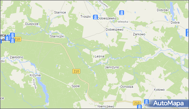 mapa Leśnia, Leśnia na mapie Targeo