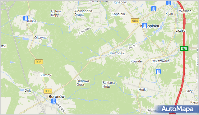 mapa Leśniaki gmina Konopiska, Leśniaki gmina Konopiska na mapie Targeo
