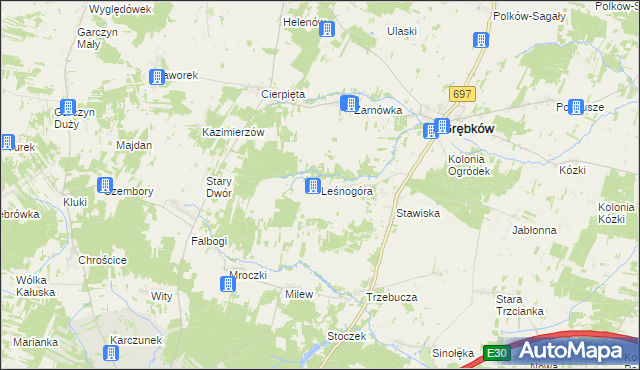 mapa Leśnogóra, Leśnogóra na mapie Targeo