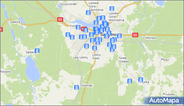 mapa Leśny Dwór gmina Szczytno, Leśny Dwór gmina Szczytno na mapie Targeo