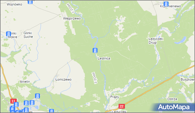 mapa Lestnica gmina Czarne, Lestnica gmina Czarne na mapie Targeo