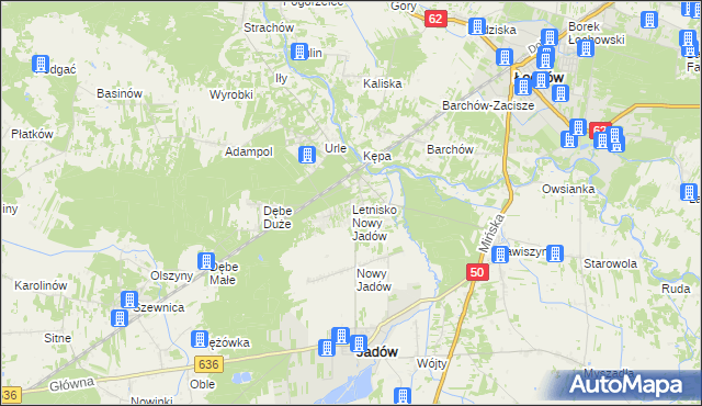 mapa Letnisko Nowy Jadów, Letnisko Nowy Jadów na mapie Targeo