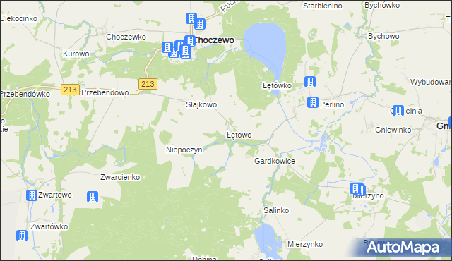 mapa Łętowo gmina Choczewo, Łętowo gmina Choczewo na mapie Targeo