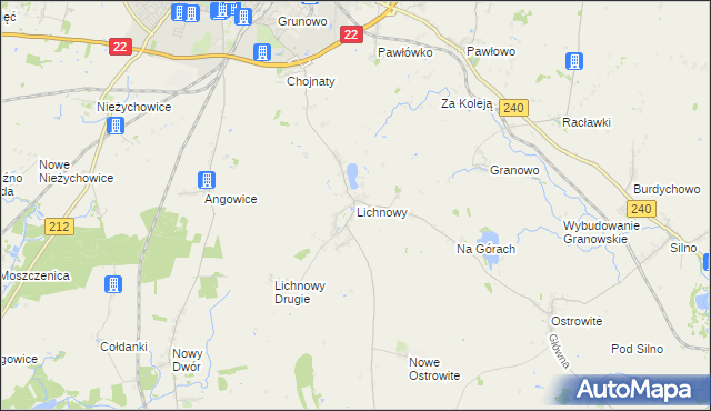 mapa Lichnowy gmina Chojnice, Lichnowy gmina Chojnice na mapie Targeo