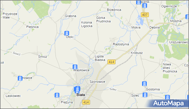 mapa Ligota Bialska, Ligota Bialska na mapie Targeo