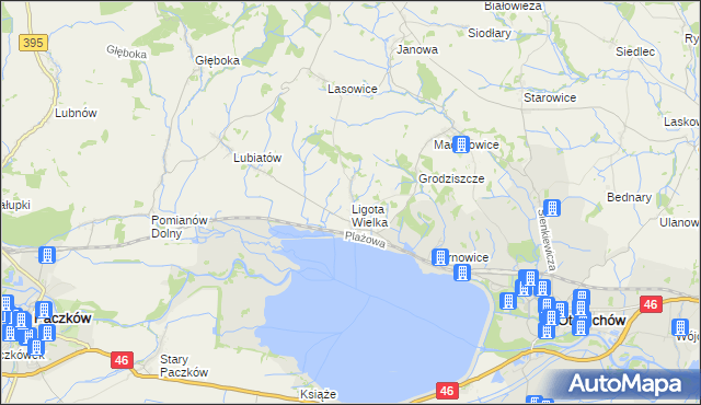 mapa Ligota Wielka gmina Otmuchów, Ligota Wielka gmina Otmuchów na mapie Targeo