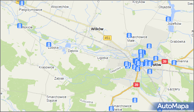 mapa Ligotka gmina Namysłów, Ligotka gmina Namysłów na mapie Targeo