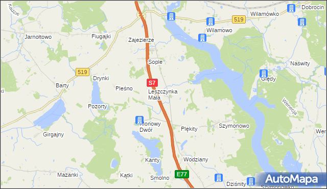 mapa Linki gmina Małdyty, Linki gmina Małdyty na mapie Targeo