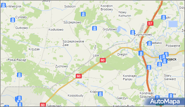 mapa Lipa gmina Raciąż, Lipa gmina Raciąż na mapie Targeo