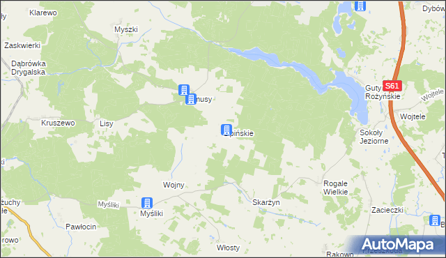 mapa Lipińskie gmina Biała Piska, Lipińskie gmina Biała Piska na mapie Targeo